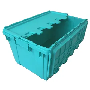 JOIN Heavy Duty Plastic Container With Attached Lids Nestable And Stackable Plastic Tote Moving Boxes Crate