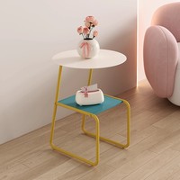 Nordic Modern Round 2 Tiers Cadre en fer noir Table basse ronde Table d'appoint Meubles Fournisseur Chine Accepter les couleurs personnalisées