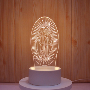 Lámpara Nocturna Led 3D de Acrílico al por Mayor, Estatua Cristiana de Jesús y la Virgen María, Decoración para Bebé, Regalos Islámicos de Ramadán - Product Image 1