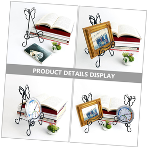 <span class=keywords><strong>Support</strong></span> <span class=keywords><strong>de</strong></span> Présentation en Métal Noir Style Européen en Forme <span class=keywords><strong>de</strong></span> Papillon pour Cadres Photo, Albums et Images – Présentoir Décoratif en Fer Forgé - Product Image 4