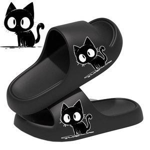 Carino gatto nero EVA pantofole da bagno per interni scarpe da bagno estive resistenti agli odori uso da famiglia morbide e comode pantofole da giardino - Product Image 3