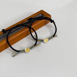 Pulsera trenzada de plata de ley S925 para mujer, materiales mixtos, tejido de estilo chino, uso diario - Product Image 1