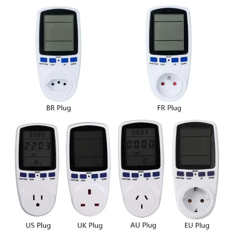 Plug Socket Digital Voltage Wattmeter Power Consumption Watt Energy Meter AC Electricity Analyzer Monitor