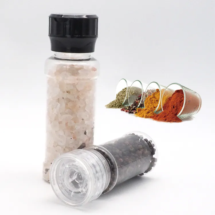 Trituradora de botellas de especias, muestra gratis, precio bajo, botellas de especias con tapas de amoladora