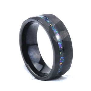 Poya 8 millimetri Mens Colorati <span class=keywords><strong>Opla</strong></span> Offest Intarsio Martellato Anello di Tungsteno Nero Per La Cerimonia Nuziale - Product Image 1