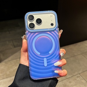 เคสโทรศัพท์แบบแม่เหล็กไล่เฉดสีด้านลายริ้ว สำหรับ iPhone 18 14 15 16 17 Pro Max รองรับการชาร์จไร้สาย ป้องกันด้านหลัง - Product Image 1