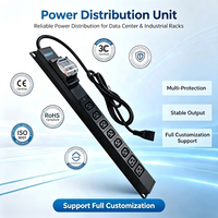 Multiprise de distribution d'alimentation PDU 16A pour serveur en rack 1U 19 pouces à 8 voies, montage en rack, OEM d'usine