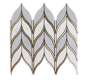 12X12 Đá Phun Nước Đá Cẩm Thạch Gạch Khảm Đánh Bóng Chevron Đá Cẩm Thạch Khảm Nhà Bếp