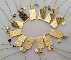 Kalung Zodiak Kotak 12 Besi Tahan Karat, Kalung Zodiak <span class=keywords><strong>Tarot</strong></span> Populer IP 18K Lapis Emas - Product Image 6