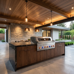 Parrilla de Gas Empotrada de Acero Inoxidable con 7 Quemadores, <span class=keywords><strong>Cocina</strong></span> Exterior Moderna, Barbacoa de 7800 BTU, Perilla LED, Luz Halógena, Tapa de Vidrio, Termómetro - Product Image 1