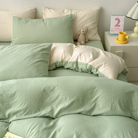 Vente en gros de linge de lit 4 pièces en pur coton 200TC, housse de couette, taie d'oreiller, drap-housse, OEM ODM OEKO TEX, taille personnalisée
