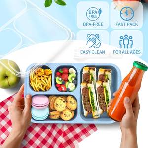 Large Capacity Bento <b>Box</b> for Adults <b>Stackable</b> <b>Lunch</b> <b>Box</b> with 4 Compartments Microwave & Dishwasher Safe Reusable Meal Prep - Product Image 5