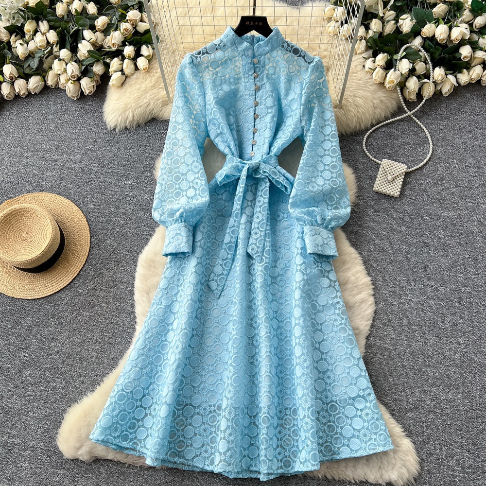 knee length dresses for ladies Korean Dress With Lace