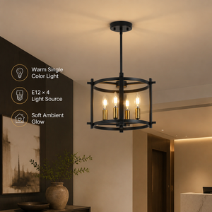 Modern Iron Chandelier 4 <b>Light</b> E12 Warm Single Color For <b>Indoor</b> Dining Room Living Room Home Decor Adjustable Height - Product Image 3