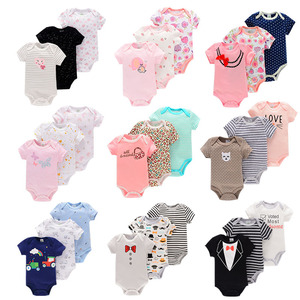 Venta al por mayor Mixed New Born Cute Short Sleeve Spring Cotton Infant Baby Boys Girls stock lotes Mamelucos 3Pcs Set - Product Image 1