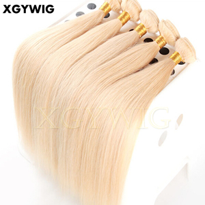 10 "-40" Stock expédition le jour suivant faisceaux droits soyeux brésiliens vierges humains <span class=keywords><strong>platine</strong></span> blond couleur 613 Extensions de cheveux - Product Image 5