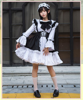 Tenue de femme de chambre Lolita Cosplay Cute Sexy Erotic Kawaii Cafe Costume Black White Men Uniform Apron Dress Cute Bowknot