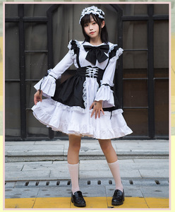 <span class=keywords><strong>Tenue</strong></span> de femme de chambre Lolita Cosplay Cute Sexy Erotic Kawaii Cafe Costume Black White Men Uniform Apron Dress Cute Bowknot - Product Image 5