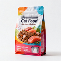 Sachet Doypack Personnalisé en PE Imprimé Dessin Animé pour Aliments pour Animaux (Chats et Chiens) avec Fermeture Éclair Durable