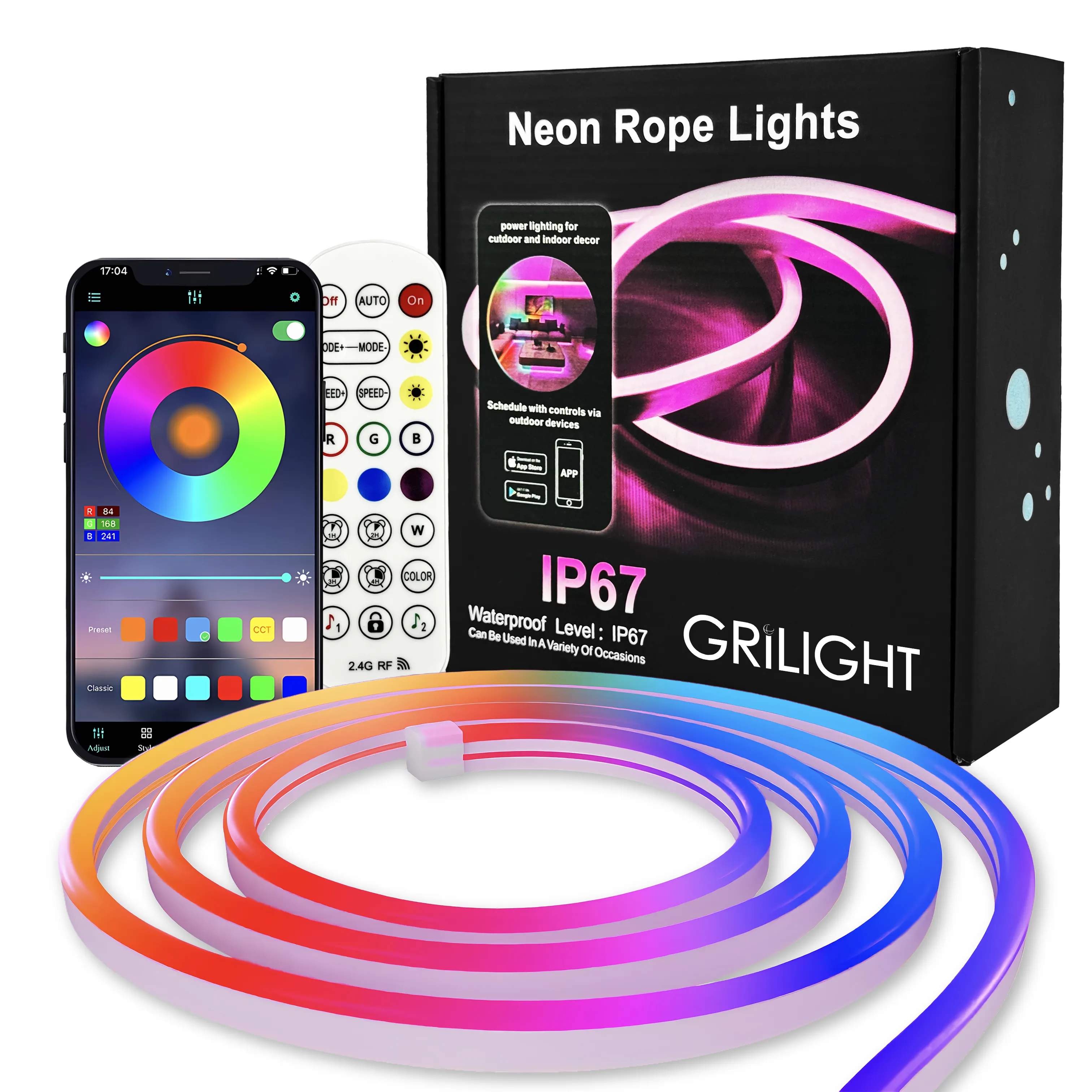 Rgbic Led Neonstreifen Lichter-Kit IR Fernbedienung / App-Steuerung flexible Schallsynchronisation Traumfarbe Schlafzimmer-Dekoration für adressierbares Neonlicht