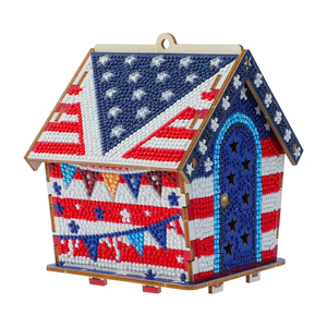 Kit de Modélisme DIY en Bois 3D pour Peinture Diamantée, Modèle de Chalet, Drapeau Américain, <span class=keywords><strong>Aigle</strong></span>, Ensemble d'Art Diamanté 5D, Décoration et Cadeau pour le Jour de l'Indépendance - Product Image 6