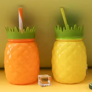 Garrafa de água em forma de abacaxi 21oz, garrafa de água potável de desenho animado para crianças