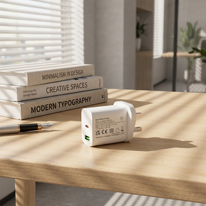 <span class=keywords><strong>Cargador</strong></span> de Pared de Carga Rápida USB-C de 20 W con Doble Puerto para Teléfonos Móviles y Dispositivos Inteligentes - Enchufe del Reino Unido, Certificado CE, Protección OVP/OTP - Product Image 3