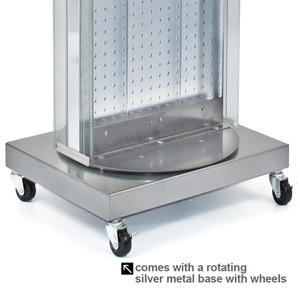 Expositor giratorio de suelo de doble cara con tablero perforado y base rodante con ruedas - Product Image 4