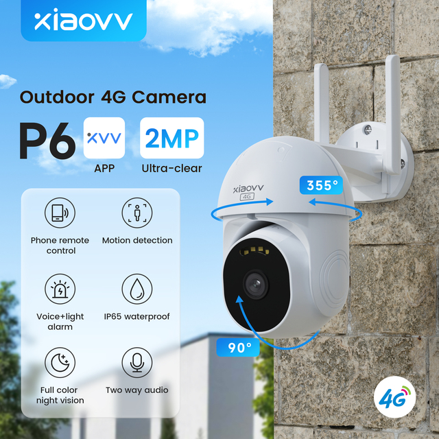V380 2MP Ptz 4g Camera 360 Degree Rotate Outdoor Waterproof Motion Detection Audio Cctv Camera