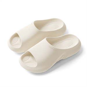 Sandalias Abiertas de EVA Beige, Acolchadas, para Interiores, Pantuflas de Verano, Color Sólido, Forro de PU - Product Image 1