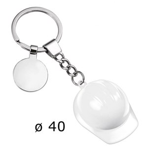 Llavero de Metal Blanco con Forma de Casco, Accesorio Metálico Elegante de 40 mm de Diámetro - Product Image 1