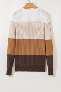 Maglione Pullover Vintage a Righe da Donna Autunno/Inverno Stile Preppy con Collo a Risvolto Maglia Larga Lunga con Contrasto di Colore Logo Frontale OEM - Product Image 6