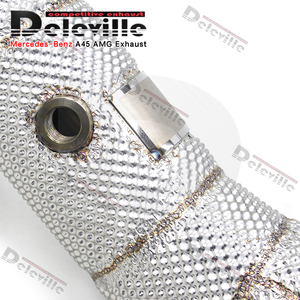 Tuyau de descente OBM pour mercedes-benz A45 CLA45 2.0T 2014-2020 tuyau d'échappement à flux libre en acier inoxydable avec bouclier thermique - Product Image 3
