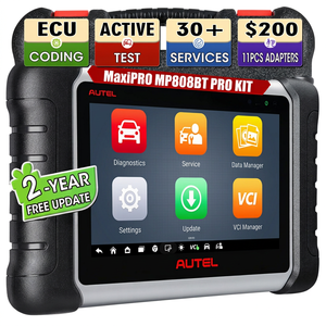 ชุดอุปกรณ์ MaxiPRO MP808BT PRO เครื่องอ่านโค้ดไฟฟ้า OBD2 ไร้สาย พร้อมหน้าจอ LED สำหรับใช้งานได้กับรถยนต์ทั่วไป รองรับ 21+ ภาษา เครื่องมือวินิจฉัยรถยนต์ - Product Image 1