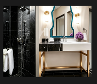 Meubles de salle de bain sur structure métallique, bases métalliques pour lavabos, finition bronze antique, pieds de meuble de toilette pour hôtel