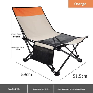كرسي تخييم محمول قابل للطي مع جيب جانبي، كرسي منخفض للشاطئ والحديقة والنزهات، كرسي صيد قابل للطي - Product Image 2