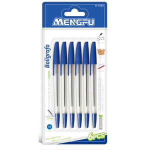 Ensemble de 6 stylos à bille bleus personnalisés en métal, pointe de 10 mm, écriture fluide, 0,5 mm, 0,7 mm, promotionnels, marque Mengfu, modèle M-0183, fabriqués en Chine - Product Image 1