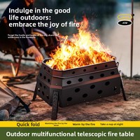 Brasero de camping pliable et détachable en acier au carbone, foyer portable et repliable pour l'extérieur, cuve à bois avec trous d'aération