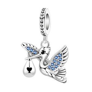 Original white copper <b>bead</b> <b>bracelet</b> - DIY with a cute bird pendant, a personalized accessory suitable for both men and women - Product Image 1