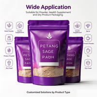 Sachet Doypack Qualité Alimentaire avec Fermeture Éclair, Impression Personnalisée, Emballage Violet pour Poudre Végétale et Complément Alimentaire