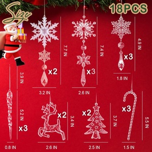 Dropshipping Shopify 18 Pieces Acrylic Christmas <b>Tree</b> Hanging <b>Ornaments</b> Icicle Drip Drop Pendant Decor Set - Product Image 3