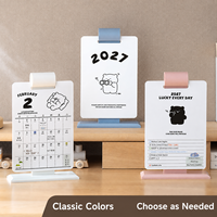 Calendrier de table imprimé en carton blanc 300g 2027 avec support pour mémos, idéal pour le bureau, l'école, la maison et l'étude