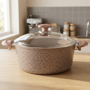 Casserole en acier inoxydable avec couvercle, design classique rond, durable, compatible avec toutes les plaques de cuisson, passe au lave-vaisselle - Product Image 4