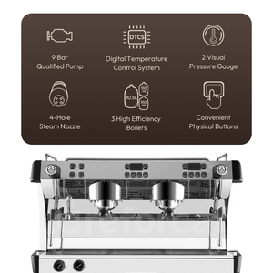 Máquina de café espresso comercial <span class=keywords><strong>Carbo</strong></span> multifuncional 9 Bar 2 <span class=keywords><strong>Grupo</strong></span> Máquina de café espresso comercial profesional - Product Image 3
