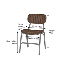 Meubles de salle à manger Chaise de salle à manger industrielle en métal Chaise de salle à manger en cuir avec siège en cuir rembourré à dossier creux