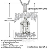 Collier pendentif DEATHROW en zircon, style hip-hop, bijoux tendance, serti de pierres étincelantes