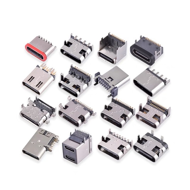 USB Type C Female 2P4P6P8P12P14P16P24P Vertical SMT Insert Panel Aluminum Mount Connection Connector for FPC Applications