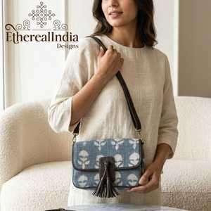 Handmade Floral Sling Bag Block Print Cotton Crossbody <b>Purse</b> Boho Ethnic <b>Small</b> Vegan Leather Bag - Product Image 4