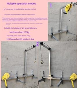 Alat derek pengangkat AC luar ruangan, kabel 20m pengaturan mudah braket lipat tali kawat kerekan Manual untuk nyaman - Product Image 5