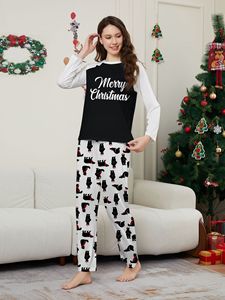 Pijamas de Natal Personalizados para Família, Tamanho Grande, Térmicos, de Poliéster, Manga Longa, Preto e Branco, Baixo MOQ, Dropshipping - Product Image 3